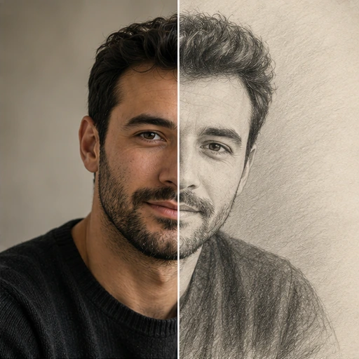 Redraw your photo in pencil, charcoal, oil or watercolour.