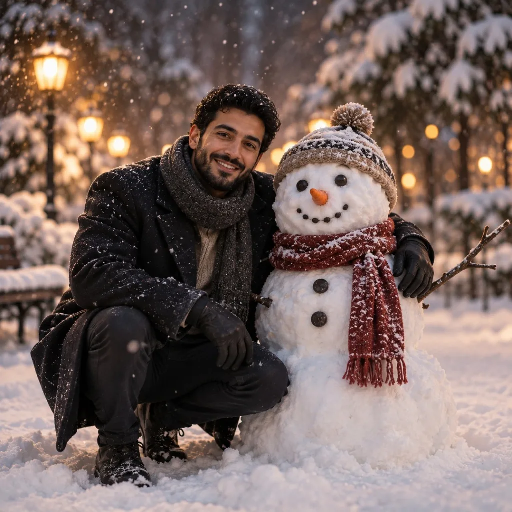 Add a friendly snowman right next to you.